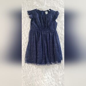 Carter's Elegant Navy Dress with Silver Sparkles